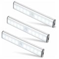 Miniatyrbillede 1 af 5: Triple 10 LED-skabbelys, trådløs, USB-genopladelig, magnetisk, bevægelsessensor, 2 lystilstande, skabbelysning, nødlys, natlys til