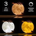 Miniatyrbillede 3 af 5: 3D Månelampe, ALED LIGHT LED Nattelys 3 Farver Touch Luna Lampe, 15cm/5.9inch Diameter, USB Genopladelig Måne Nattelys til Soveværelse Stue