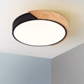 Miniatyrbillede 1 af 5: LED Loftlampe, 24W Indbygget Loftlampe Sort Varmt Lys Ø30CM 2400LM 3000K Moderne Ultra-Tynd Rund Træbelysning Armaturer til Soveværelse Stue