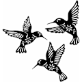 Miniatyrbillede 1 af 5: Sort Metal Fugl Kolibri Vægindretning, 3 Stykker 10,2in Smedejern Kolibri Vægindretning, Metal Fugl Vægkunst til Fugleelskere Stue