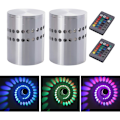 Miniatyrbild 1 av 5: 2 st 3W Inomhusvägglampa Aluminium LED RGB Spirallampa Färgrik Dimbar Ljus med Fjärrkontroll LED Downlight Modern Dekoration Väggspotlight