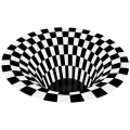 Miniatyrbild 1 av 5: Illusion Mattan Fångar Effekten 3D Hål Botten Rund Mattan Svart Vit Rutnät Sovrum Rum Halkfri Golvmatta-C