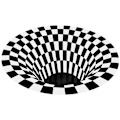 Pikkukuva 1 / 5: Illusion Matto Ansa Efekt 3D Reikä Pohja Pyöreä Matto Mustavalkoinen Ruudukko Makuuhuone Huone Liukumaton Lattiamatto-C