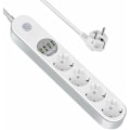Pikkukuva 2 / 5: USB-virtapalkki ylijänniteltä suojaava 4 pistorasiaa + 4 USB, kytkin, 2m