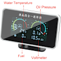 Miniatyrbillede 4 af 5: 4 i 1 LCD bil multifunktion digital temperatur trykmåler brændstofmåler voltmeter
