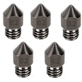 Miniatyrbilde 1 av 5: 5 stk MK8 Herdet Stål Dys Trykkhode Forbruksvarer 1.75/0.2mm 3D-skriver Ekstruder Dys for Ender3/V2/PRO
