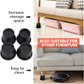 Miniatyrbillede 2 af 5: 6 stk. sorte møbelforhøjere, 2,3 tommer sengeforhøjere, sengeforhøjere til sofa, sofa, skrivebord, forlængelser, der understøtter op til 1.300 lbs