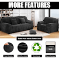 Miniatyrbillede 2 af 5: Tykke Sofa Betræk 1/2/3/4 Personer Ren Farve Sofa Beskytter Fløjl Let Pasform Elastisk Stræk Sofa Overtræk (Sort, 2 Personer 145-185cm)-DENUOTOP