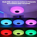 Miniatyrbillede 2 af 5: 36W LED-loftslampe med Bluetooth-højttaler, farveskiftende loftslampe, fjernbetjening og mobilapp, 3600LM, 3000-6500K, IP44, til soveværelse, stue, badeværelse