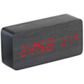Miniatyrbild 2 av 5: Kvadratisk träbordsur LED digital display väckarklocka temperaturdisplay klocka för sovrumsdekoration klocka brun