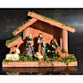 Miniatyrbillede 3 af 5: Traditionel Julekrybbe, Elegant Profil Julekrybbe Sæt, Harpiks Træ Hjemme Julekrybbe Sæt, Juledekoration Bordvisning Ornament - 16x7.5x1