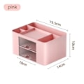 Miniatyrbillede 3 af 5: 2 stk. Pink + Hvid Simpel Transparent Skuffe Opbevaringsboks Børn Studerende Kontor Skrivebord Ornamenter Penneholder