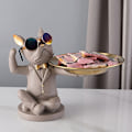 Miniatyrbilde 2 av 5: Stue Dekor Briller Bulldog Skulptur Dyr Figurer Ornament Statue Bord Dekorasjon Bulldog Fruktfat, C