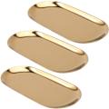 Miniatyrbillede 1 af 5: 3X Guld Metal Opbevaringsskuffe Oval Frugtfad Prikkede Små Genstande Display Spejl