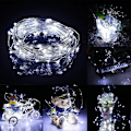 Miniatyrbilde 2 av 4: Solcelle-lyslenke, utendørs solcelle-lyslenke med 100 LED-lys, 10 meter sølvfarget kobbertråd, 8 moduser, vanntett for utendørs fest, bryllup, terrasse, landskap