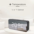 Miniatyrbillede 3 af 5: LED Digitalt Vækkeur Stort Tidstemperatur Display Spejl Snooze Bord Automatisk Elektroniske Ure Baggrundsbelysning (Sølv)