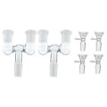 Miniatyrbillede 1 af 5: Glasrørsadapter, 2 stk. 14 mm han til dobbelt 14 mm hun med 4 stk. 14 mm transparent glas