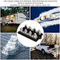 Miniatyrbillede 5 af 5: Busbar til Marine RV Batteri Terminal Strømfordelingsblok 2 Rækker M8 Stud DC12-48V 150A Sort
