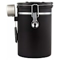 Miniatyrbillede 1 af 4: Kaffebeholder, Kaffebeholder med rustfrit stål ske, 1,5 liter Kaffe Bønner Beholder, Pulver, Te, Nødder, Kakao Pulver Opbevaringstank (Sort)-F