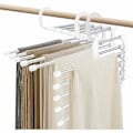 Miniatyrbillede 1 af 5: Buksestativer, Pladsbesparende, Skridsikre Hængere i Rustfrit Stål til Soveværelsesgarderobe, Buks Organiser (Hvid, 2)