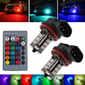 Miniatyrbilde 3 av 5: 2-pak RGB H8/H11 tåkelyspærer Multifargede RGB LED tåkelyspærer Kjøringslys Fjernkontroll H8/H11 erstatningslampe