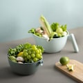 Miniatyrbilde 4 av 5: 2 i 1 grønnsak fruktvask roterende sil dreneringskurv med håndtak, kjøkken frukt grønnsak rengjørings gadgets