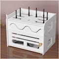 Miniatyrbillede 1 af 5: Hængende og stående router opbevaringsboks Vaskbar Wifi Router Skab Flip Låg Router Stativ Dekorativ Træ Router Boks Skjult Boks til Kabel TV Væggen