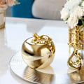 Miniatyrbillede 2 af 5: 2X Keramiske Æble Figurer Julefrugter Dekoration Æble Model Ornamenter Figurer Tilbehør Dekoration - Guld