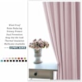 Miniatyrbillede 3 af 5: Termiske Mørklægningsgardiner - Sæt med 2 Øjebøjlepanelgardiner / Lydtætte Glideisolering Lange Klar til Montering, 2x L 107 x H 160 cm, Lys Rosa