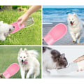 Miniatyrbild 5 av 5: Husdjursvattenflaska, Läckagesäker Bärbar Hundkatt Reseflaska med Stor Dricksbehållare, Husdjursvattenflaska Tumlare för Utomhuslöpning, Promenader (Rosa, 5
