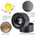 Miniatyrbillede 2 af 5: Justerbar Overflademonteret Spotlight 7W LED Loftlamper Loftlampe Justerbar Vinkel Vægslampe, COB, 360° Drejelig Kold Hvid 6000k, Sort