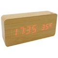 Miniatyrbild 3 av 5: Kvadratisk träbordsur LED digital display väckarklocka temperaturdisplay klocka för sovrumsdekoration klocka brun