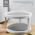 Miniatyrbild 2 av 5: Set med 2 skåpsorganisatörer för halkfria skivspelare, 360 graders roterande kryddställ, 2 nivåer, 10 tum, vit/grå displayställ