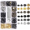 Miniatyrbild 1 av 5: 120-sats Lädertryckknappar Kit 6 Färger Metallknappar med 4 st Fästverktyg för Kläder, Läder, Jacka, Denimkläder, Väskor, Armband 2 Storlekar