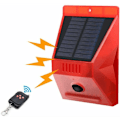Miniatyrbild 1 av 5: Solcellsstrobe med rörelsesensor IP65 Vattentät LED Solcellslarmdetektor med fjärrkontroll, Vattentät 129dB Ljudsäkerhetssiren för hem,