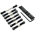 Miniatyrbilde 1 av 5: Metall bakre styrestang kobling servo styrestang sett for 104072 1/10 RC bil oppgraderinger deler tilbehør, svart