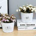 Miniatyrbild 4 av 5: Paket med Hängande Blomkrukor - Galvaniserade Väggkrukor för Lanthusinredning - Halvrunda Blomkrukor för Inomhus eller Utomhus Väggdekoration -DENUOTOP