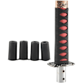 Miniatyrbillede 1 af 5: Universal Sword Gear Shift Knob Shifter Katana Metal Sort+rød 15cm