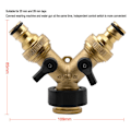 Miniatyrbillede 2 af 5: Vandindløbsslange Y-forbindelse (2-vejs til indløbsslange, 26,9 mm (3/4\") messing, Y-manifold), kompatibel med haveslangesystem 1/2 tommer