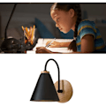 Miniatyrbillede 4 af 5: Jern Korridor Lampe, Buet Vægskærm, til Soveværelse, Stue, Studie, Uden Pære, Sort