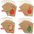 Miniatyrbilde 2 av 5: Kraft julegaveposer 24 assorterte stilposer Julegaveposer i papir med håndtak Julegaveposer med juletrykk for innpakning av gaver Chri