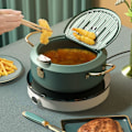 Miniatyrbillede 5 af 5: Japansk Tempura Frituregryde Husholdning Mini Dyb Filterbakke med Termometer Rustfrit Stål Frituregryde Husholdning A
