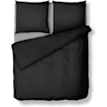 Miniatyrbillede 1 af 3: 3-delt sæt sort sengetøj 1 dynebetræk 200x200 + 2 pudebetræk 80x80 med YKK lynlås 110g/m² Forstærket blød mikrofiber fluffy rynkefri f
