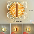 Miniatyrbillede 2 af 5: LED 8W Butterfly Vægslampe Dæmpbar Børneværelses Vægslampe Dreng Pige Soveværelse Sengelampe Akryl Indendørs Vægslys Natlys Guld Trappe