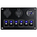 Miniatyrbilde 4 av 5: 6-veis bryterpanel med 12V-24V LED digital voltmeter, dobbel USB-lader, pluss-kontakt for Rv Truck Boat Suv