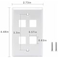 Miniatyrbilde 2 av 5: 4-porters Keystone veggplate (10-pakning), enkle veggplater for Keystone RJ45-kontakt og modulære innlegg, hvit