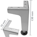 Miniatyrbilde 2 av 5: Hjørneben til møbler og skrivebord i rustfritt stål 107-130 mm 4-pakning