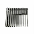 Pikkukuva 1 / 5: 11 pitkän Torx-kärjen sarja ruuvimeisseleille ja sähköruuvimeisseleille - Magneettiset kärjet - 1/4 kuusiokolovarsi - Koot T6 - T40 - Pituus 100 mm