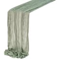 Cheesecloth-bordsduk i boho-stil, transparent, lång bordsduk i rustikt tyg, grön, 4 delar