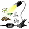 Miniatyrbillede 1 af 5: Skildpaddevarmelampe-sæt Reptilvarmelampe med 2 UVA UVB Pærer 25W 50W Landskildpaddelampe Lang Base 360 ​​Rotation til Skildpadde Reptil L
